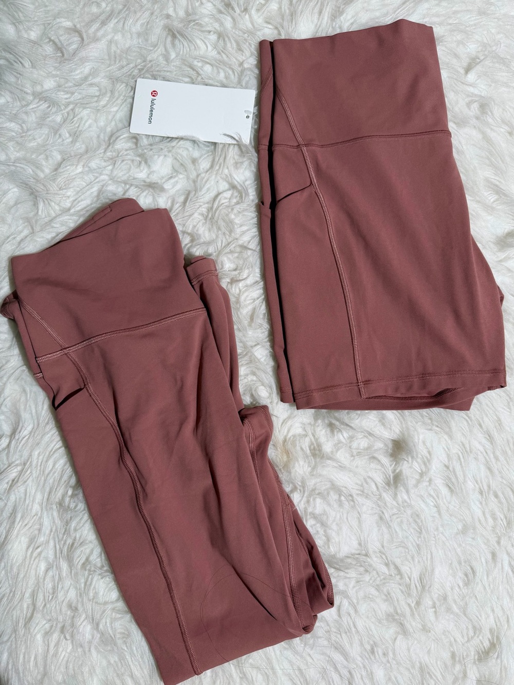 Lululemon athletica Bundle Size 12 Mauve Rose Leggings and Bike Shorts Workout